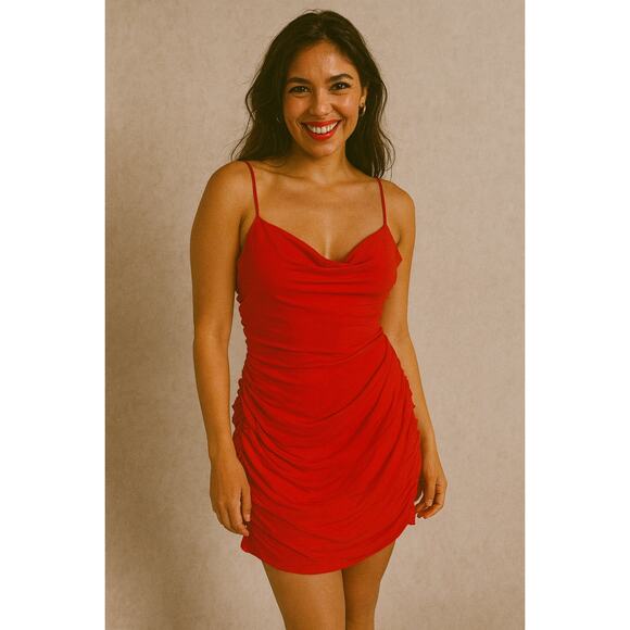 WeWoreWhat Ruched Sleeveless Mini Dress Small Red - Picture 1 of 7